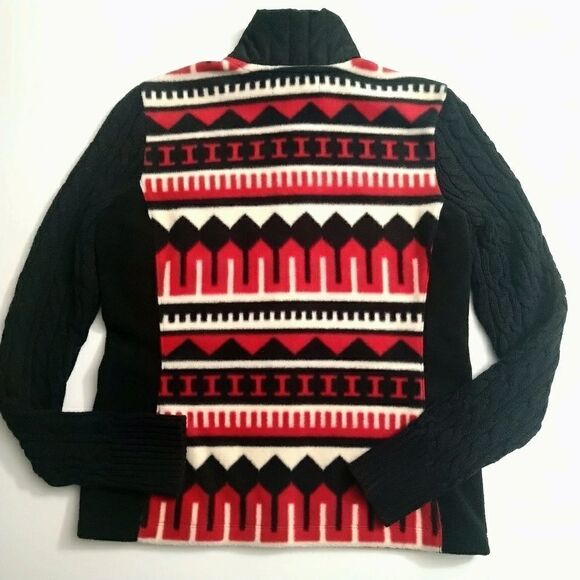 Ralph Lauren Fleece Jacket Active Red Black Fleece Cable Knit, Size Small - Picture 6 of 8